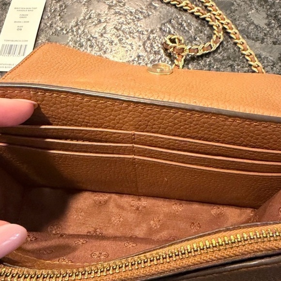 Tory Burch Britten Mini Top Handle Bag with Gold Accents chain strap - Picture 7 of 14